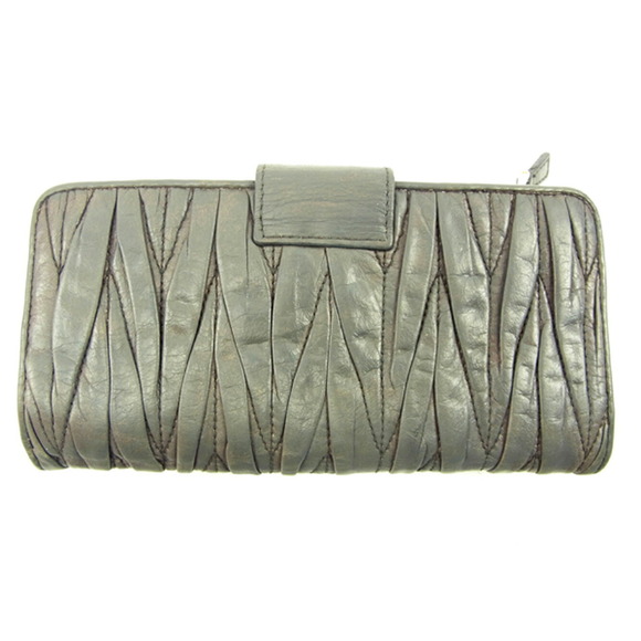 Miu Miu leather Wallet long gray Matelasse bifold - Picture 1 of 6